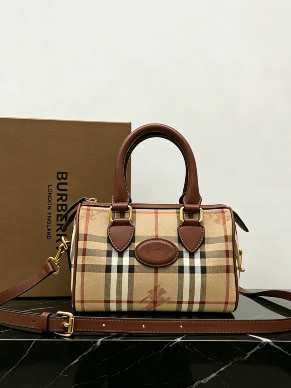 Burberry Mini Check Bowling Bag - Picture 4 of 6